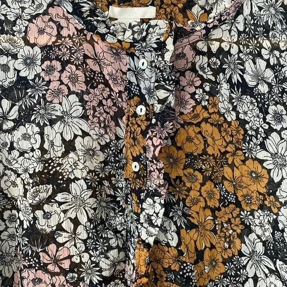 H&m Floral Button Sheer Long Sleeve Blouse Women’s Size 12 - Picture 5 of 15